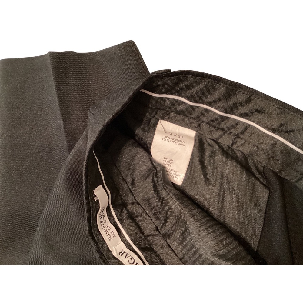 Haggar Mens Slim Straight All Day Comfort Dress Pants Black 44x30 Flat Front - Picture 6 of 6